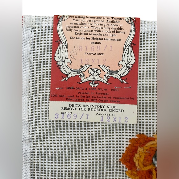 Poppy Orange Yellow Poppies PreWorked VTG NOS Dritz 3169/1 Needlepoint 12x12 - Picture 4 of 6